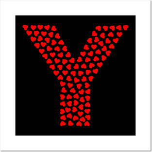 Letter Y Heart Shape Initial Posters and Art